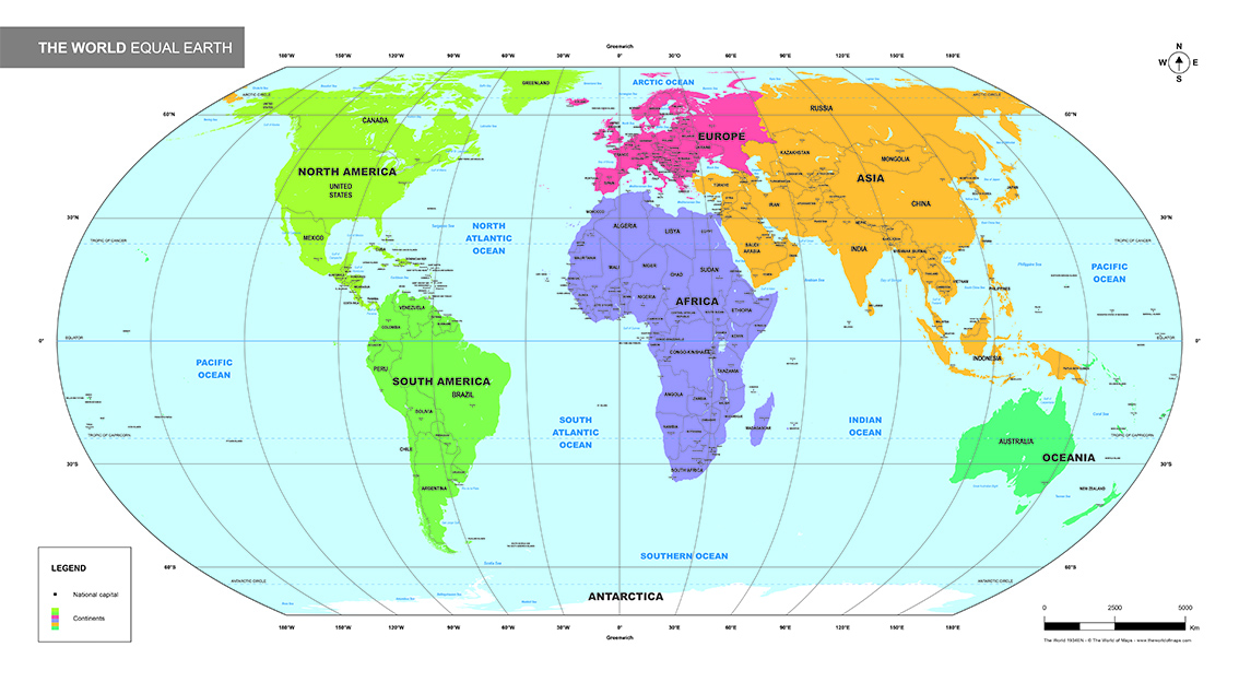 Africa and its neighbours on the Educational edition, with English labels