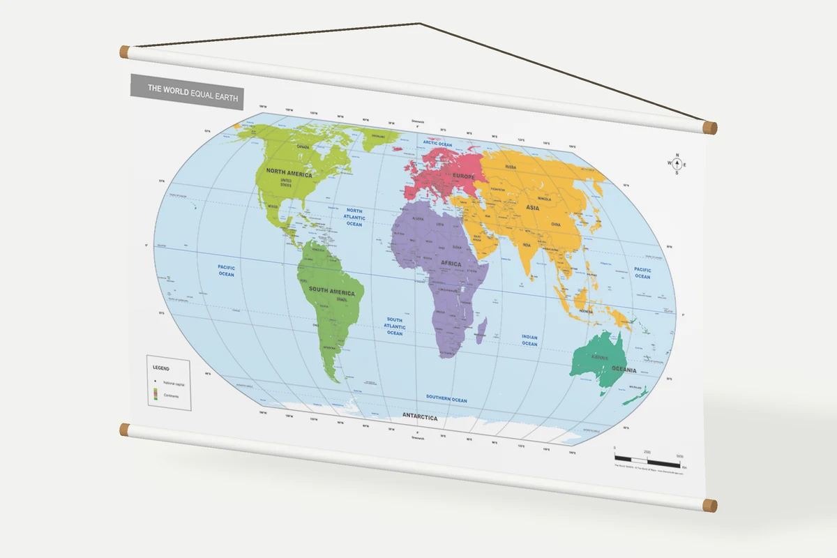 Educational map in school map, illustrative material view