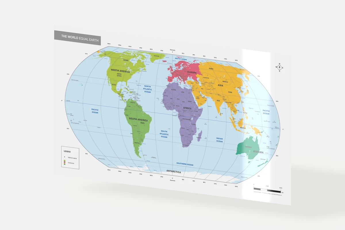 Educational map in laminated gloss, illustrative material view